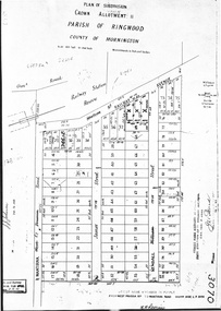 Document - Map, Plan of Subdivision, Part of Crown Portion 11, Parish of Ringwood, County of Mornington - circa 1890