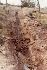 Photograph, Hillside trench to take the the upper level drains to the manhole drain in Kubis Drive, North Ringwood in Feb 1978