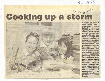 Newspaper, Southwood Primary School, Ringwood - "Cooking Up a Storm" -Newspaper Clipping 1996