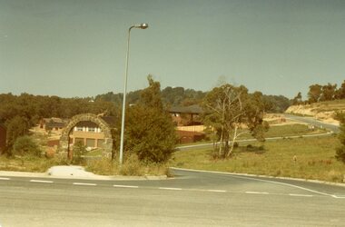 Photograph, Corner of Kubis Drive and Oban Road, North Ringwood with Loughnan's Hill in background in April 1982