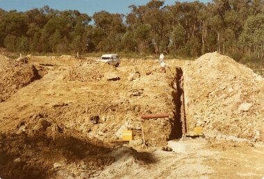 Photograph, Sewerage trench to Hubbard Reserve looking south from Kubis Drive, North Ringwood with the reserve in the background in May 1978