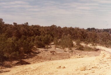 Photograph, View along the side of Kubis Drive, North Ringwood at the bend showing the hillside in Feb 1978