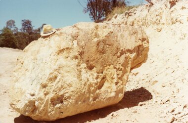 Photograph, A boulder in the cutting on Menzies Drive, North Ringwood in Jan 1978