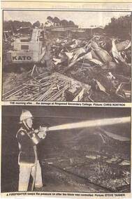 Newspaper, Ringwood Secondary College Fire of 1992 photographs