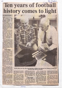 Newspaper, Aquinas College Old Collegians - Football History - Newspaper Article 1991