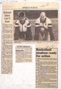 Newspaper, Ringwood Secondary College Athletics - Newspaper Article 1994. Also articles on Bowling Club and new Ringwood Basketball Stadium 1994