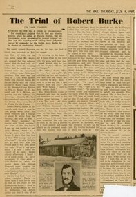 Newspaper, The story of Robert Burke in 1866 by Louis Cranfield