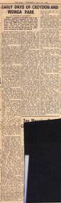 Newspaper, "Early Days of Croydon and Wonga Park" article by Beatrice Chambers in Ringwood Mail on 30 July 1964