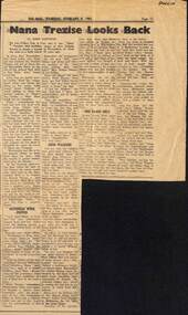 Newspaper, "Nana Trezise Looks Back" article by Esme Johnston in Ringwood Mail on 9 February 1961