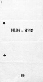 Booklet, Catalogue for Gordon A. Speary Exhibition 1960