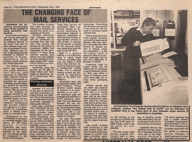 Newspaper - Australia Post Clippings, Ringwood Mail Liftout - July 3, 1985