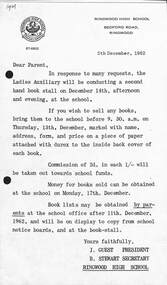Flyer, Ringwood High School second hand book stall - Thursday 13th December 1962