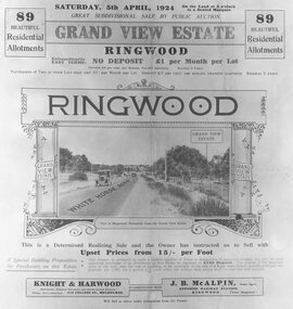 Flyer, Land Sale Brochure, Grand View Estate, Ringwood. 1924