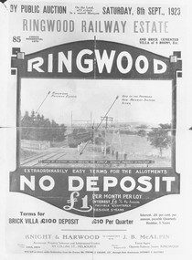 Flyer, Land Sale Brochure, Ringwood Railway Estate, Ringwood East. 1923