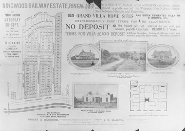 Flyer, Land Sale Brochure, Ringwood Railway Estate, Ringwood. 1923