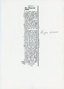 Newspaper, Newspaper article on Ringwood artist Roger Webber winning Bright Art Award