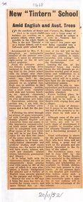 Article, Tintern CEGS Ringwood East - Newspaper Clipping 20/11/1952 New Tintern School