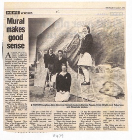 Article, Tintern CEGS Ringwood East - Newspaper Clipping 9/11/1993 - Students paint mural at East Ringwood shopping strip