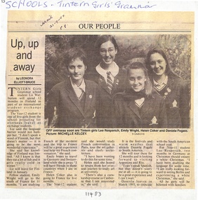 Article, Tintern CEGS RIngwood East - Newspaper Clipping  21-9-1994 - "Up,up and away" - exchange students off overseas