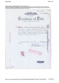 Document, Property Research Notes - Reaghill, Ringwood East, Victoria. Title in the name of Wallace Bruce, 11 June 1900
