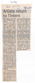 Article, Tintern CEGS RIngwood East - Newspaper Clipping  124-3-1993 "Artists return to Tintern"
