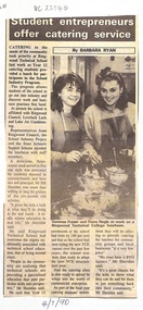 Article, Ringwood Technical School Newspaper article "Student entrepreneurs offer catering Service" 4 July 1990