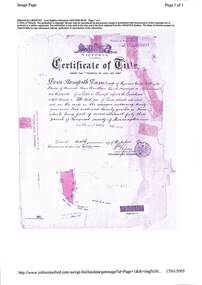 Document, Property Research Notes - Reaghill, Ringwood East, Victoria. Appendix 2 - Title in the name of Dora Stanisforth Davies, 6 October 1909