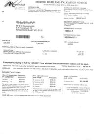 Document, Maroondah City Council Rate and Valuation Notice 2010/2011 - Mr B C Coopersmith 5-7 Homebush Ct Ringwood East Vic 3135