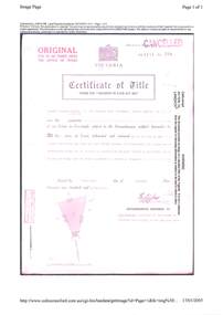 Document, Property Research Notes - Reaghill, Ringwood East, Victoria. Appendix 7 - Certificate of Title Osmond Parsons Wickham Lot 13 Homebush Court Ringwood East - 1957