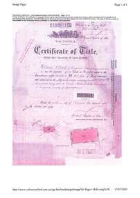 Document, Property Research Notes - Reaghill, Ringwood East, Victoria. Appendix 12 - Certificate of Title - William Blood, Part of Crown Allotment 43, Parish of Ringwood, County of Mornington - 1880