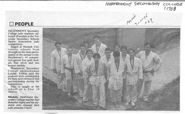 Newspaper, Heathmont College - Newspaper Clipping - 7-11-1995 - People: Year 10 Judo students