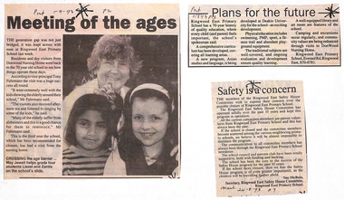 Newspaper, Ringwood East Primary School - Newspaper Clippings - August-September 1993 - School Closure impact, and visit from Nursing Home residents