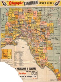Map, Main Roads Map of Melbourne and Suburbs - c.1950