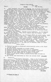 Document, Ringwood High School - French Exam, Form V, June 1966. Time: 2½ hours