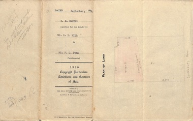 Document, Particulars, Conditions and Contract of Sale of Freehold Property from R.H. Hill to F.C. Pyke, Ringwood, Victoria - 1944
