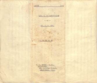 Document - Property Lease Agreement, "Kilalla", Wonga Park Road, Warranwood, Victoria - 31st May 1949
