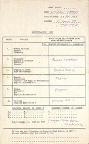 Document, Ringwood High School - 1966 selection of subjects for Matriculation of 1967