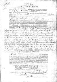 Document - Land Purchase, Sale of Crown Lands in the Colony of Victoria - Charles Heape, Ringwood Vic., County of Evelyn, Parish of Warrandyte - 1854