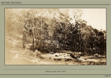 Photograph - Powerpoint Slide - Historic Reaghill - Ringwood East,Victoria, Caption: Blood's water hole, 1919