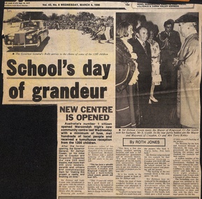 Article, Maroondah High School - Opening of new Community Centre March 5 1980 by Sir Zelman Cowen