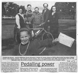 Article, Maroondah Secondary College - Newspaper article 25-5-1994 - "Pedalling Power"