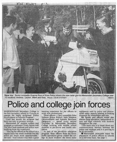 Article, Maroondah Secondary College - Newspaper article 8-4-1997 - "Police and college join forces"