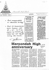 Document, Maroondah High School - 25th Anniversary - 1989 Planning Meeting Minutes and Newspaper articles