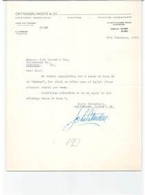 Document - Correspondence, Midway Arcade Tenancy, Ringwood, Victoria - 1957