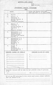 Document, Ringwood High School - Provisional Leaving Certificate form for 1968 - Blank pro-forma