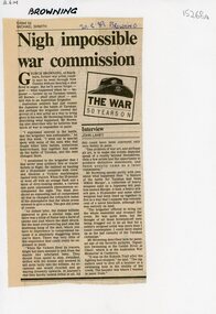 Newspaper, George Browning, Heathmont war artist
