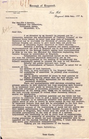 Document, Need for Central Post-Primary School in Ringwood - various papers and proposal reports 1938