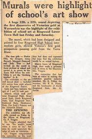 Newspaper, Ringwood High School - Students' creation of 12' x 12' mural depicting the first discoveries of Victorian gold at Warrandyte