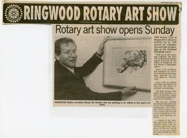 Newspaper, Rotary Club of Ringwood to raffle a painting at its 19th art competition in August 1993