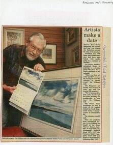 Newspaper, Cec Williams, Ringwood Art Society with a fundraising calendar in September 1997
